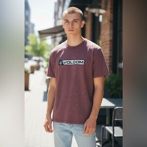 Volcom Men's Burgundy Short Sleeve Tee